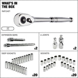 1/2-in Drive Professional Grade Socket Set, 45-pc, SAE/Metric, CRV, Nickel-Chrome Plating B9E0 - product image 2