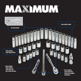 1/2-in Drive Professional Grade Socket Set, 45-pc, SAE/Metric, CRV, Nickel-Chrome Plating B9E0 - product image 3