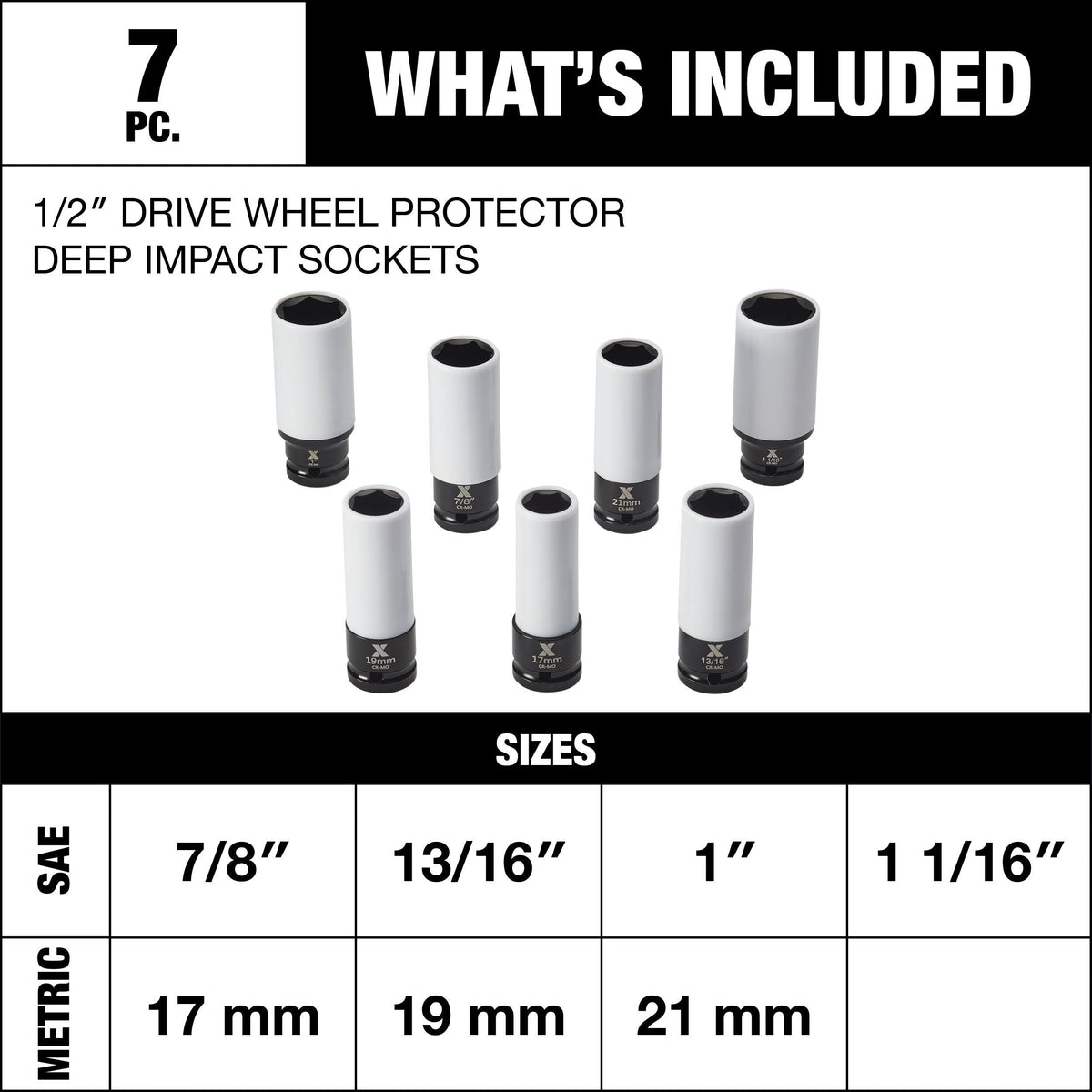 1/2-in Drive Wheel Protector Deep Impact Socket Set, 7-pc G8S7 - product image 2