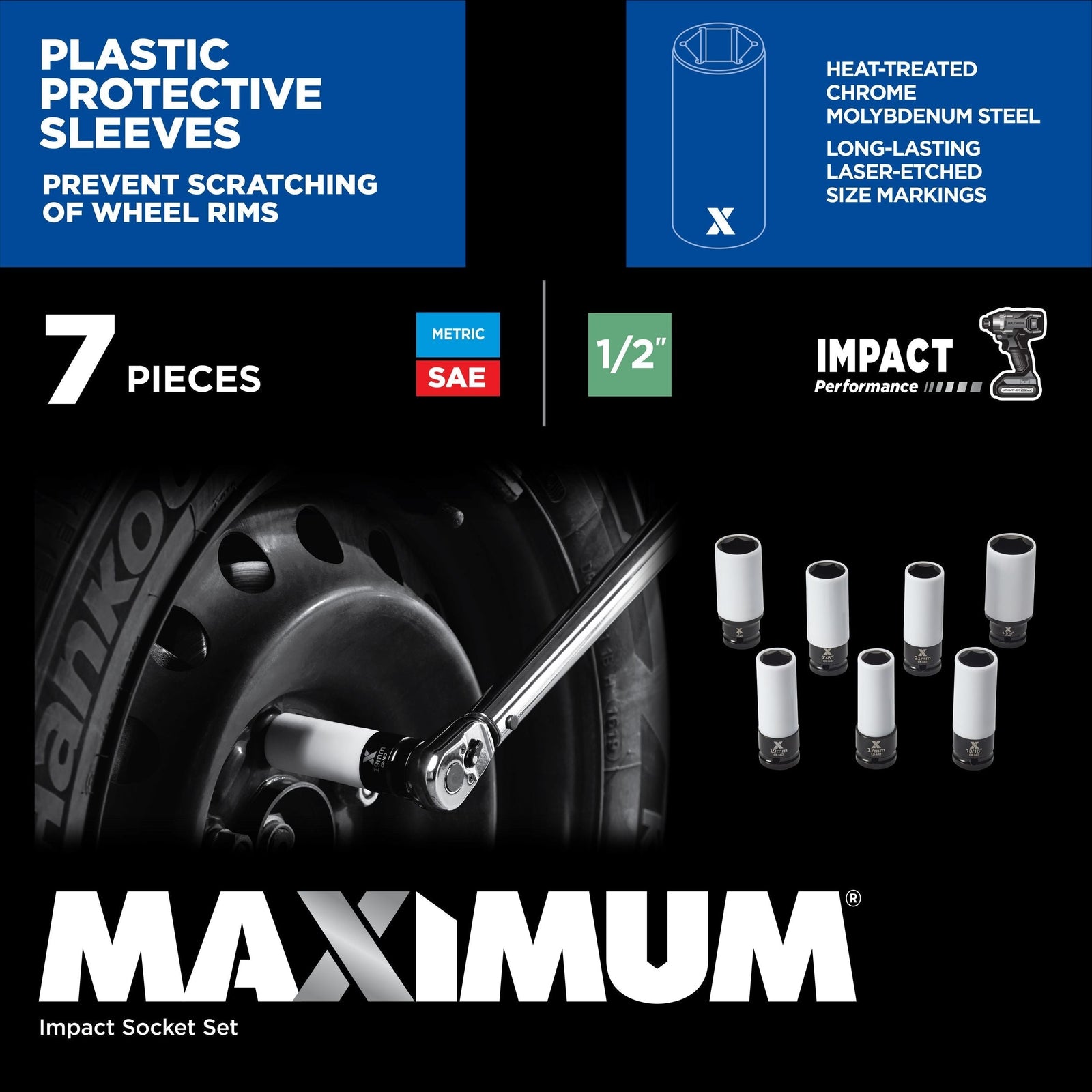 1/2-in Drive Wheel Protector Deep Impact Socket Set, 7-pc G8S7 - product image 4