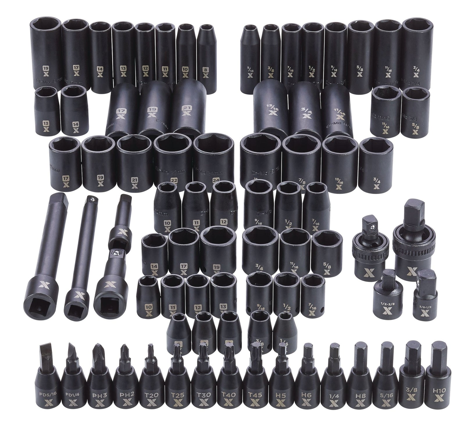 3/8-in & 1/2-in Drive Professional Grade Impact Socket Set, 83-pc, CRMO U0M8 - product image 8
