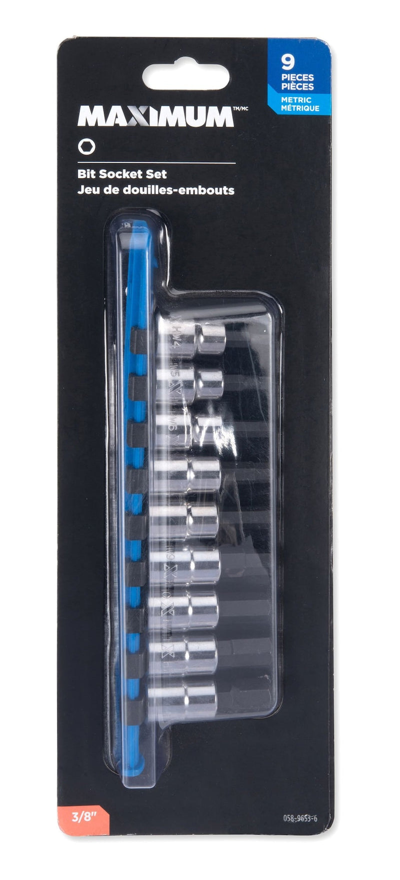 3/8-in Drive Hex Bit Socket Set, Chrome-Plated, 9-pc, Metric Q3I4