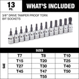 3/8-in Drive Tamper Proof Torx Bit Socket Set, Heat-Treated, 13-pc B1H3 - product image 3