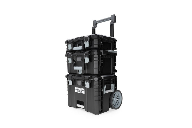 Brix Modular Portable Toolbox/Tool Storage System with Wheels, IP65, 23-in x 19-in x 33-in, 3-pc Q0W7