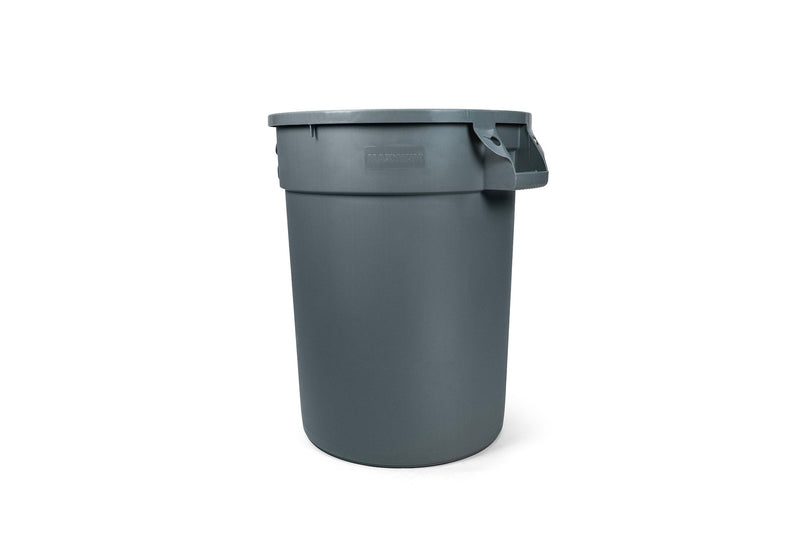 Commercial Circular Outdoor Garbage Can with Lid, Grey H0M3