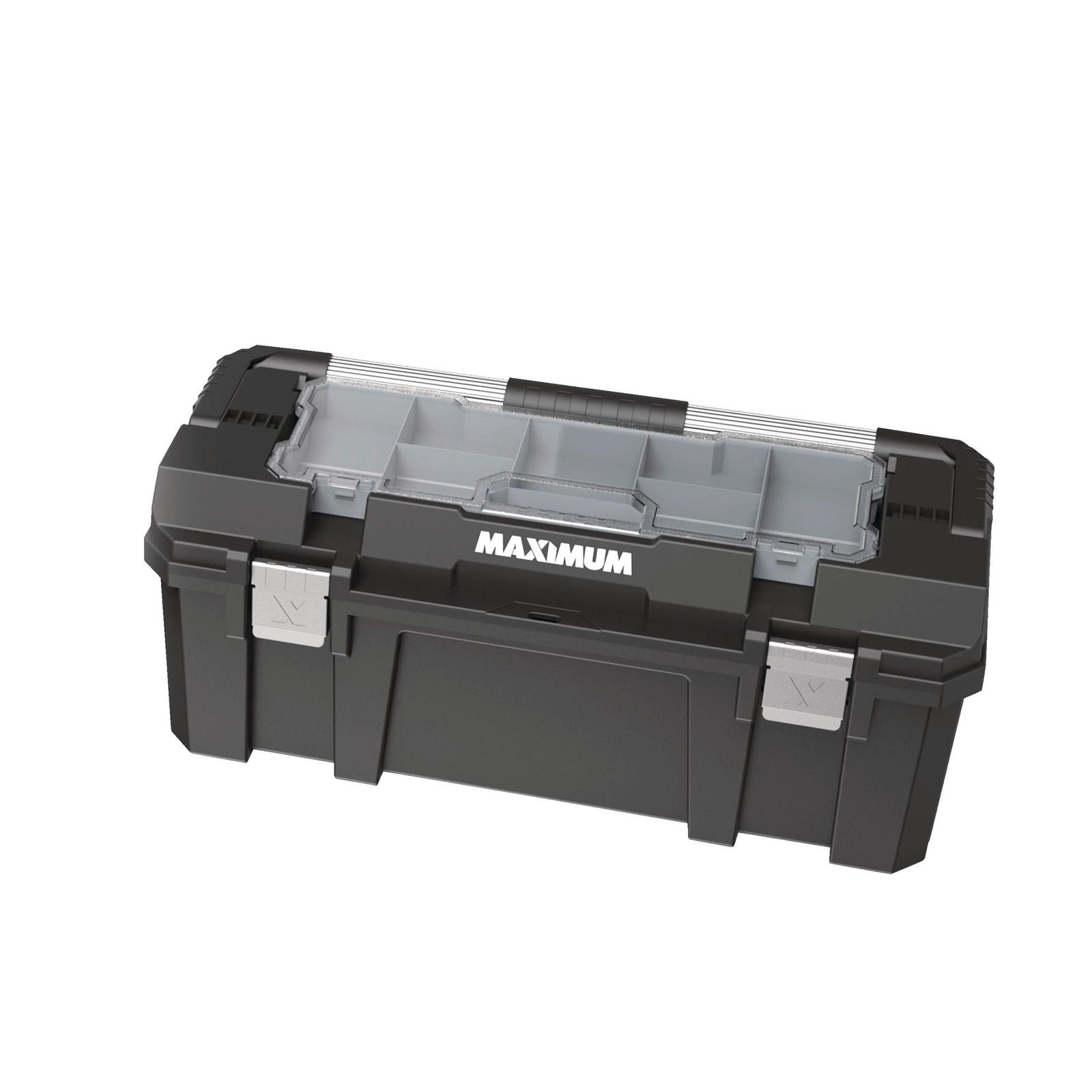 Heavy-Duty Plastic Tool Box with Removable Tray & Organizer, 26-in, Black G0G1 - product image 1