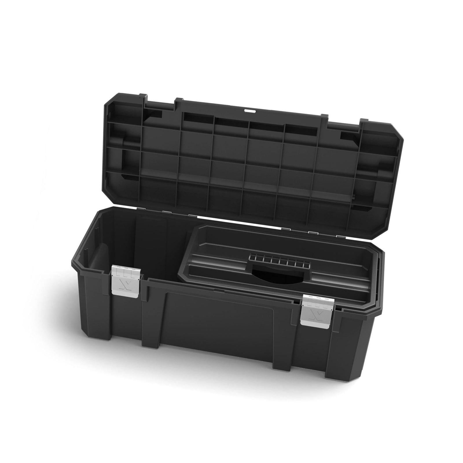 Heavy-Duty Plastic Tool Box with Removable Tray & Organizer, 26-in, Black G0G1 - product image 2