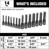 Hex Impact Socket & Bit Socket Set, 14-pc, SAE/Metric Y0J5 - product image 5