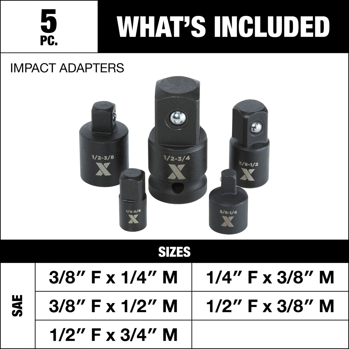 Impact Adapter Set with Case, 5-pc L9S9 - product image 6