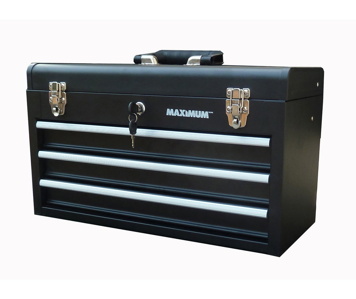 Portable Metal Tool Box with 3 Drawers, Black, 21-in X8Z2 - product image 1