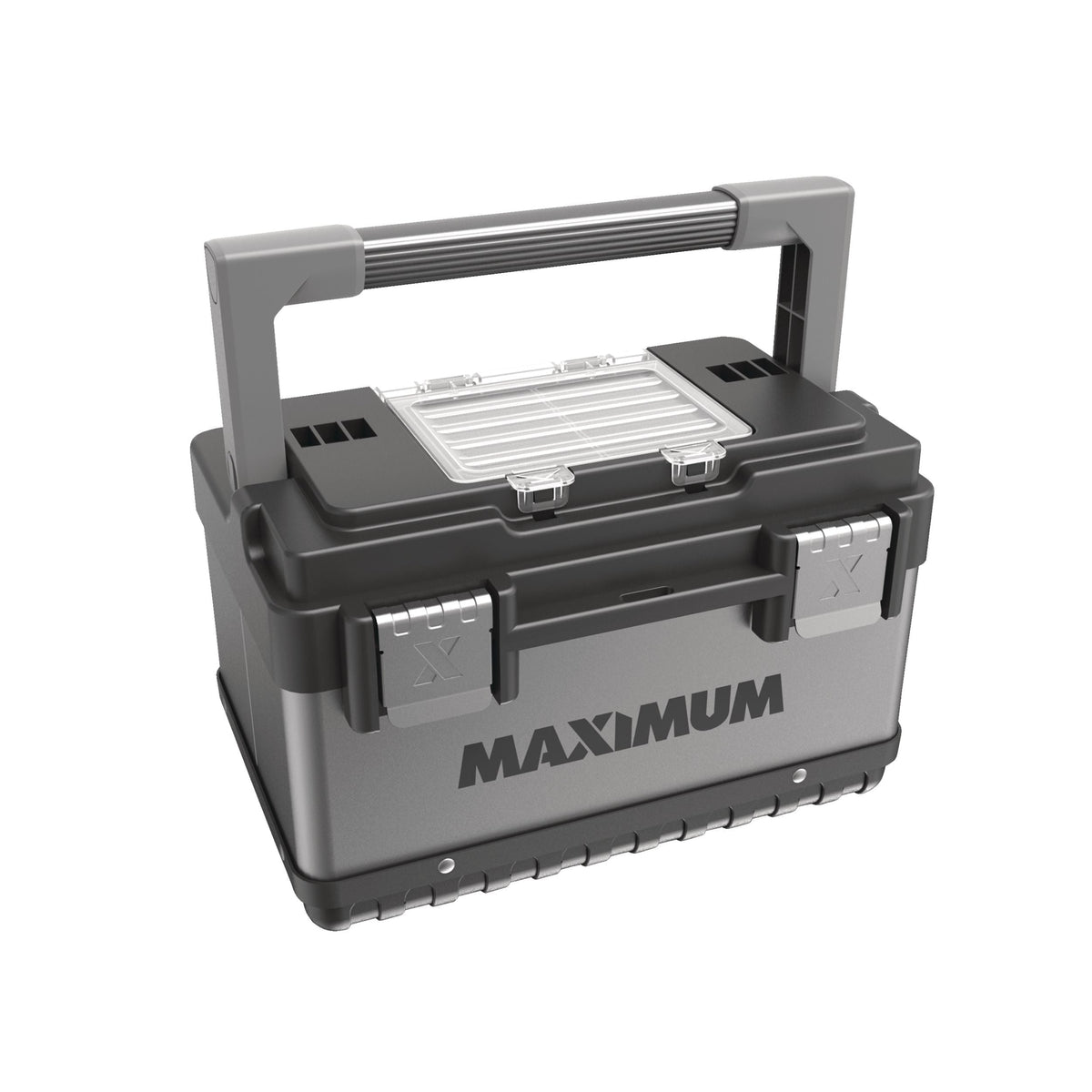 Portable Plastic & Metal Tool Box with Removable Tray & Organizer, Black, 15-in K4J2 - product image 1