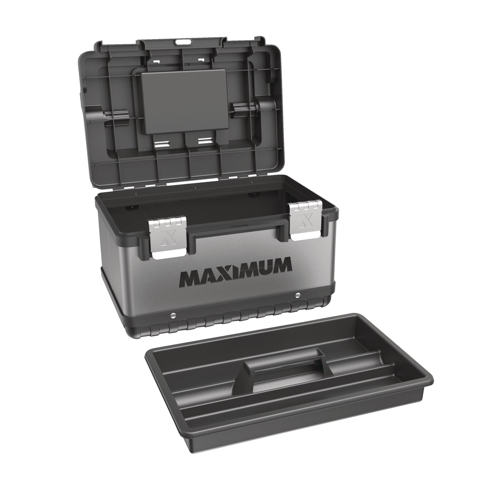 Portable Plastic & Metal Tool Box with Removable Tray & Organizer, Black, 15-in K4J2 - product image 5