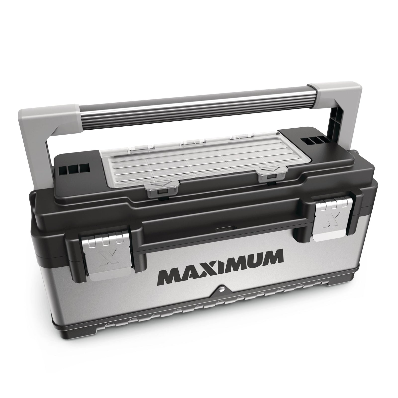 Portable Plastic & Metal Tool Box with Removable Tray & Organizer, Black, 20-in V2Y9 - product image 1
