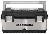 Portable Plastic & Metal Tool Box with Removable Tray & Organizer, Black, 20-in V2Y9 - product image 2