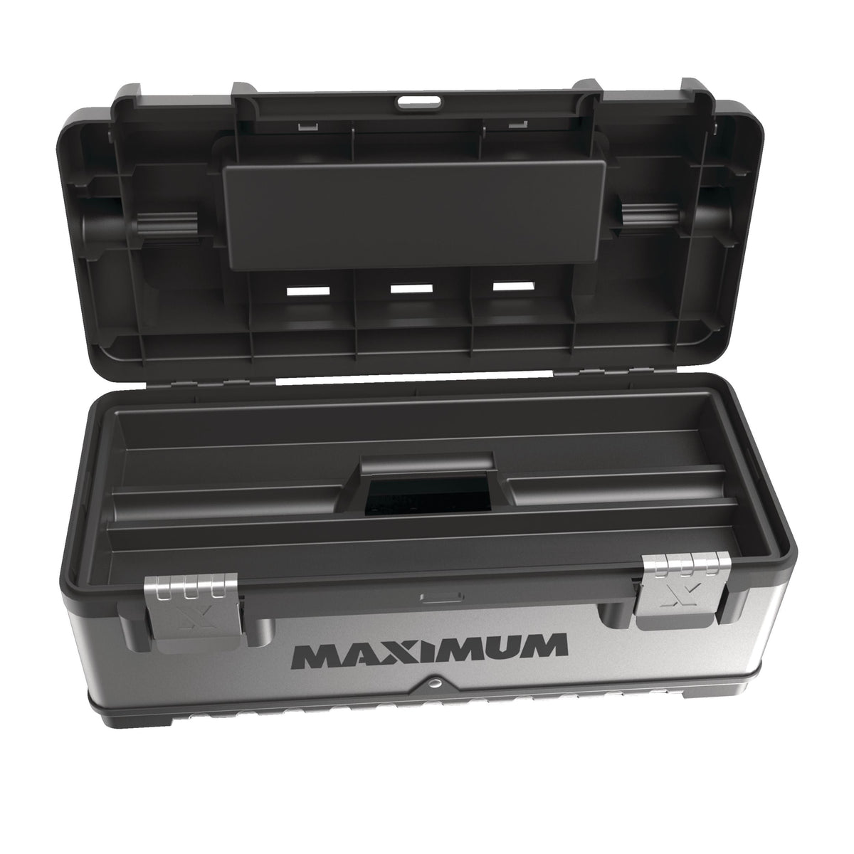 Portable Plastic & Metal Tool Box with Removable Tray & Organizer, Black, 20-in V2Y9 - product image 5