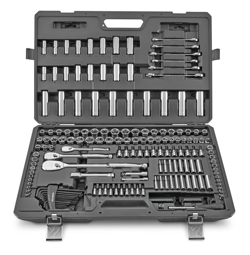 Professional Grade Socket Set, 224-pc, CRV, Nickel-Chrome Plating K3B1