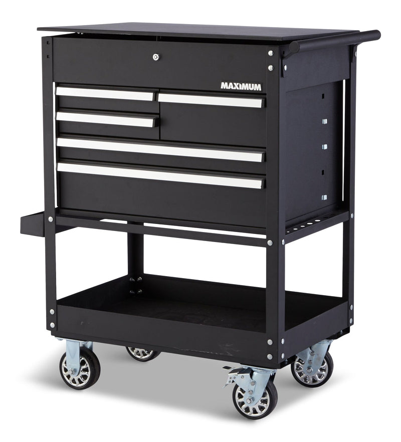 Rolling Mechanics Tool Cart with 5 Drawers, Black, 30-in V9F1