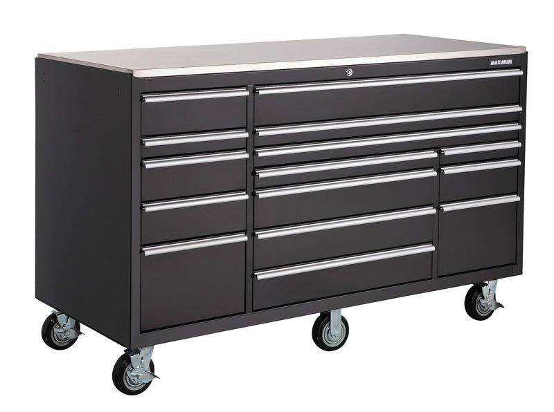 Rolling Tools Storage Cabinet with 15 Drawers, Black, 72-in x 30-in U6B9