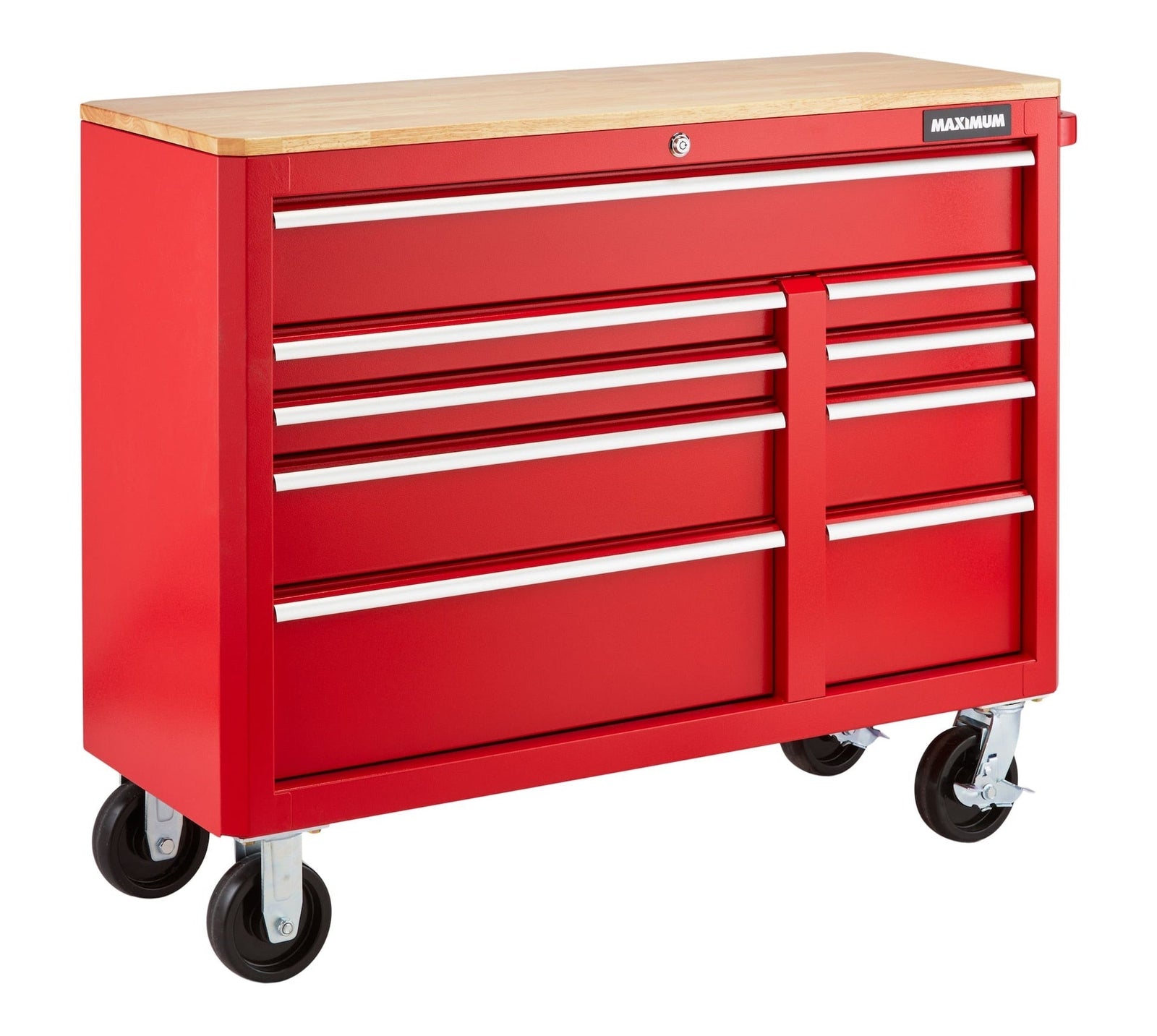 Tool Storage Cabinet, Built-In Power Bar with USB, 9-Drawer, 47-in, Red P2O6 - product image 1