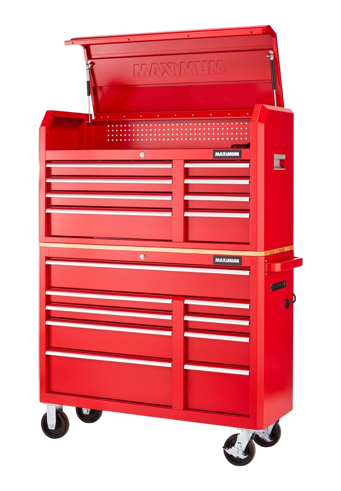 Tool Storage Cabinet, Built-In Power Bar with USB, 9-Drawer, 47-in, Red P2O6 - product image 5