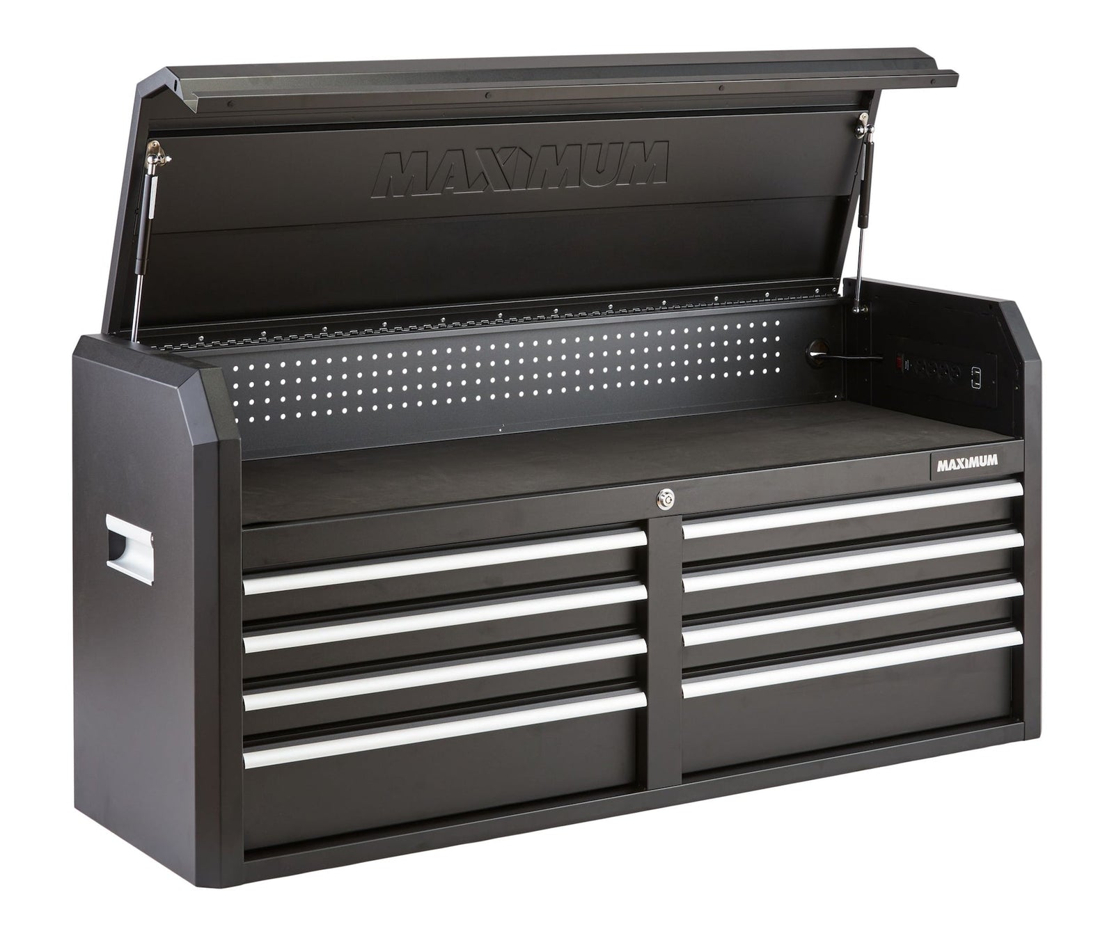 Tool Storage Chest, Built-In Power Bar with USB, 8-Drawer, 56-in, Matte Black V3L4 - product image 1