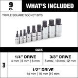 Triple Square Socket Set, Polished Nickel Plating, 9-pc O8R6 - product image 3