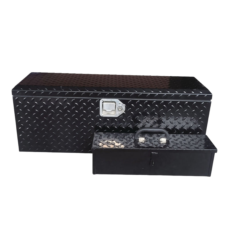 Truck Chest Box with Portable Tool Box, Black, 35.5-in H2L6