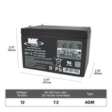 Battery 12-Volt 7.2 Ah SLA Battery, F2 Terminal C3G8 - product image 1