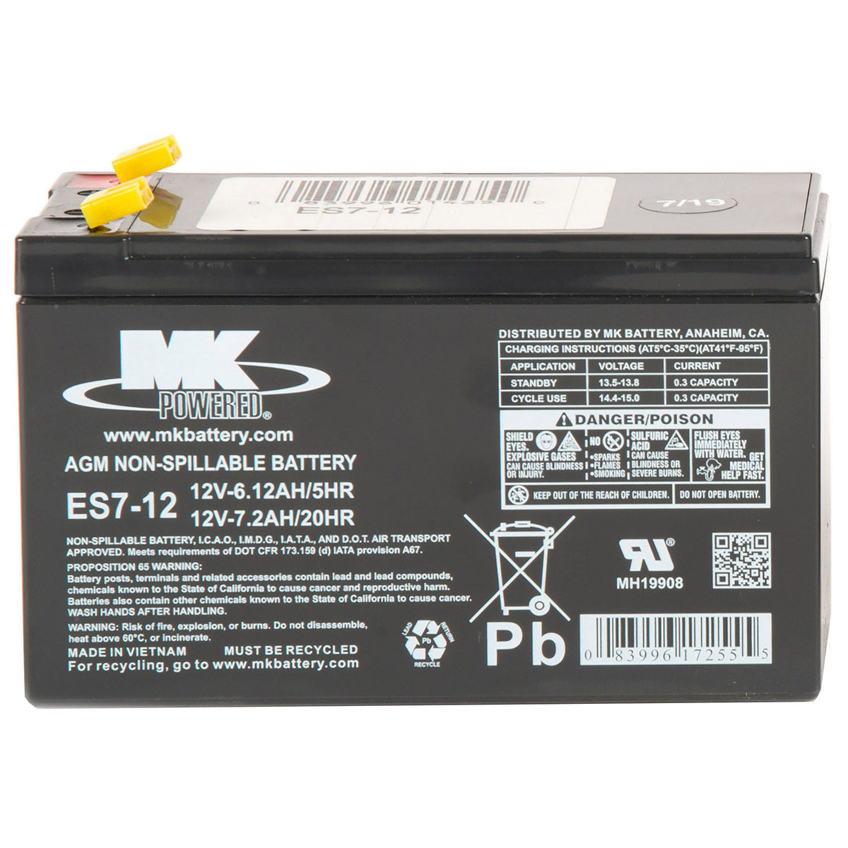 Battery 12-Volt 7.2 Ah SLA Battery, F2 Terminal C3G8 - product image 2
