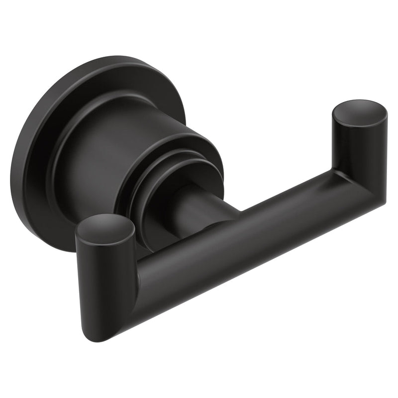 Arris Modern Double Robe Hook, Matte Black F9N4