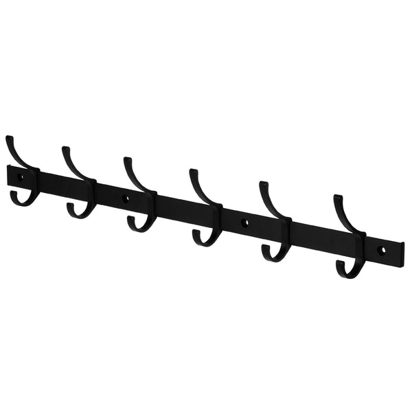 26.4" Aluminum Wall 6 Hook, Black F4Y9