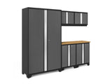 Bold 3.0 Series 24-Gauge Steel Garage Cabinetry Set with Bamboo Top, Partial Assembly, 96-in x 18-in x 72-in, 6-pc W6E6 - product image 1