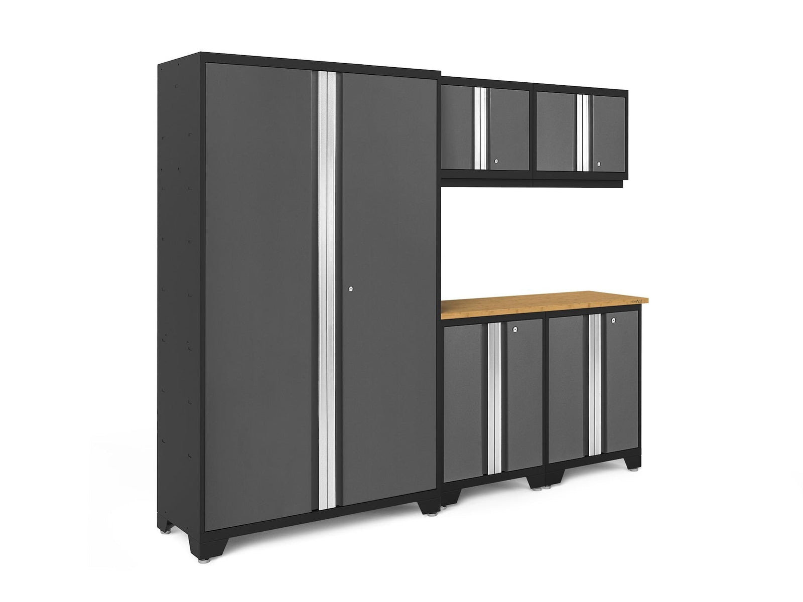Bold 3.0 Series 24-Gauge Steel Garage Cabinetry Set with Bamboo Top, Partial Assembly, 96-in x 18-in x 72-in, 6-pc W6E6 - product image 1
