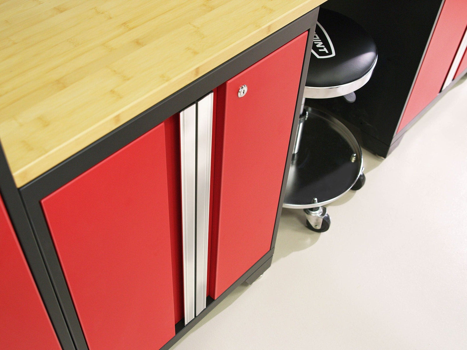 Bold 3.0 Series All-in-One Lockable Steel Garage Cabinetry Set with Bamboo Top, Black/Red, 48-in x 18-in x 76.75-in, 5-pc P2W5 - product image 4
