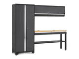 Bold 3.0 Series All-in-One Lockable Steel Garage Cabinetry Set with Bamboo Top, Grey, 90-in x 18-in x 72-in, 4-pc J2W6 - product image 1