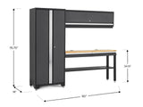 Bold 3.0 Series All-in-One Lockable Steel Garage Cabinetry Set with Bamboo Top, Grey, 90-in x 18-in x 72-in, 4-pc J2W6 - product image 2