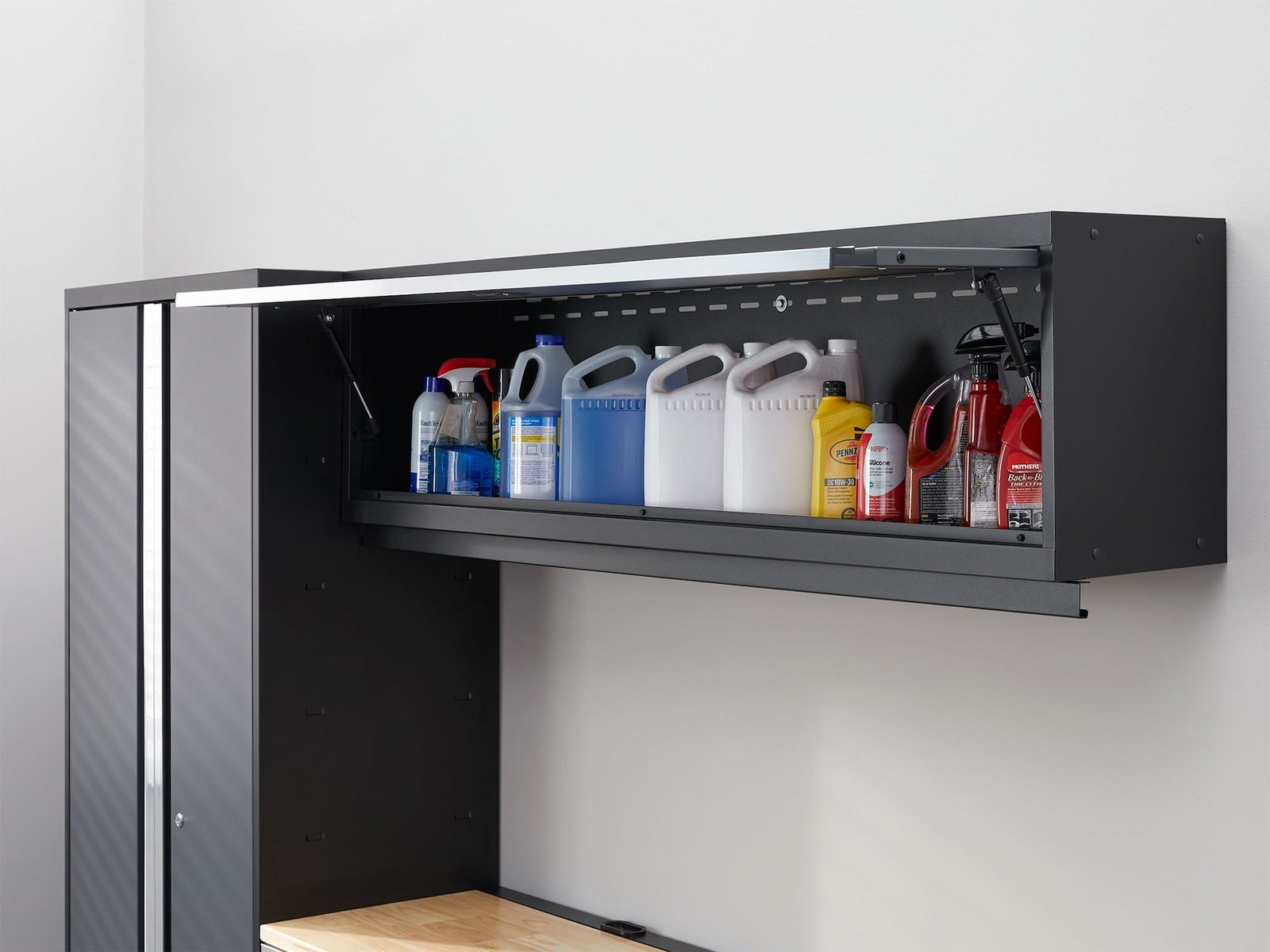 Bold 3.0 Series All-in-One Lockable Steel Garage Cabinetry Set with Bamboo Top, Grey, 90-in x 18-in x 72-in, 4-pc J2W6 - product image 5