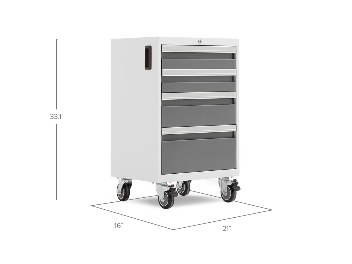 Bold 3.0 Series Lockable 4-Drawer Rolling Tool Cabinet, Fully-Welded, 600-lb Capacity, White/Platinum, 21-in Y8V9 - product image 3