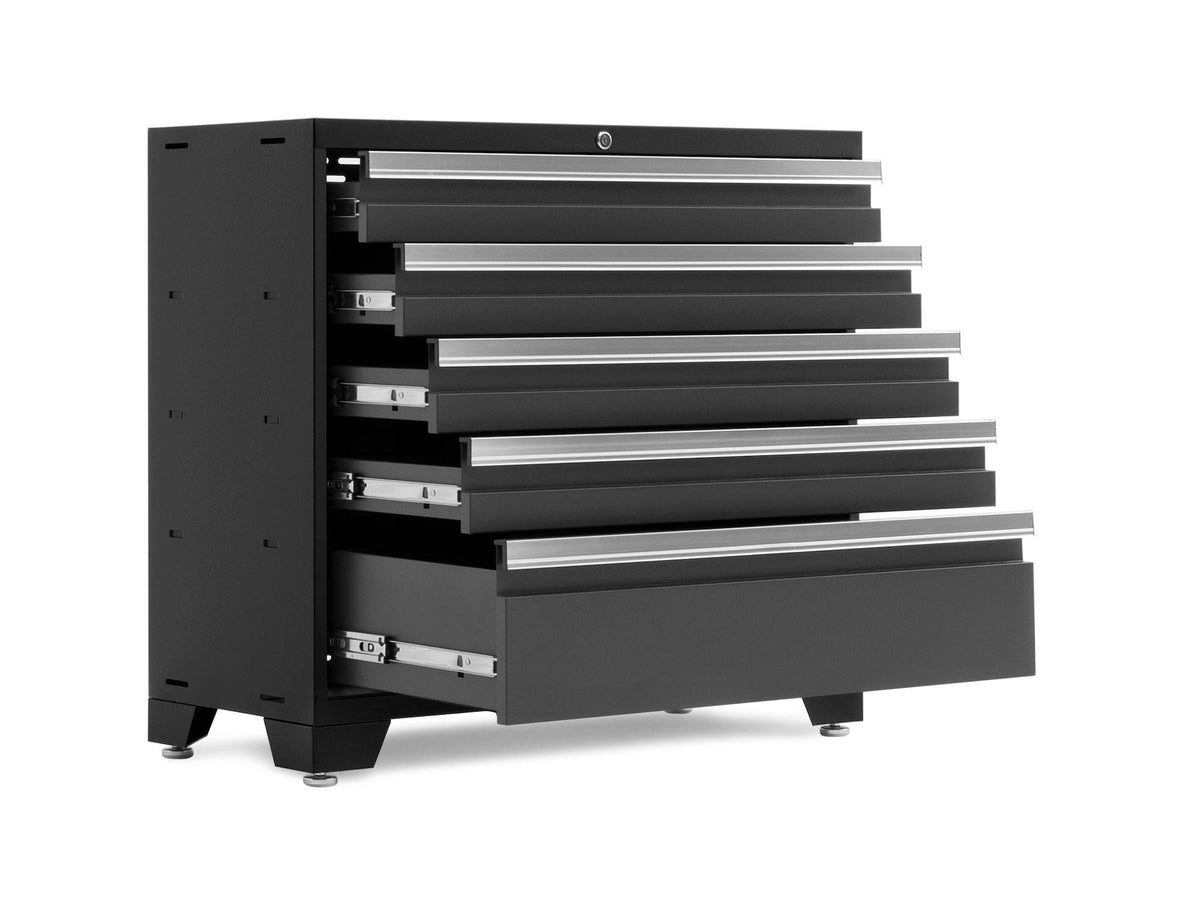 Bold 3.0 Series Lockable 5-Drawer Steel Tool Cabinet with Adjustable Legs, Fully-Welded, Black/Grey, 36-in N9D0 - product image 2