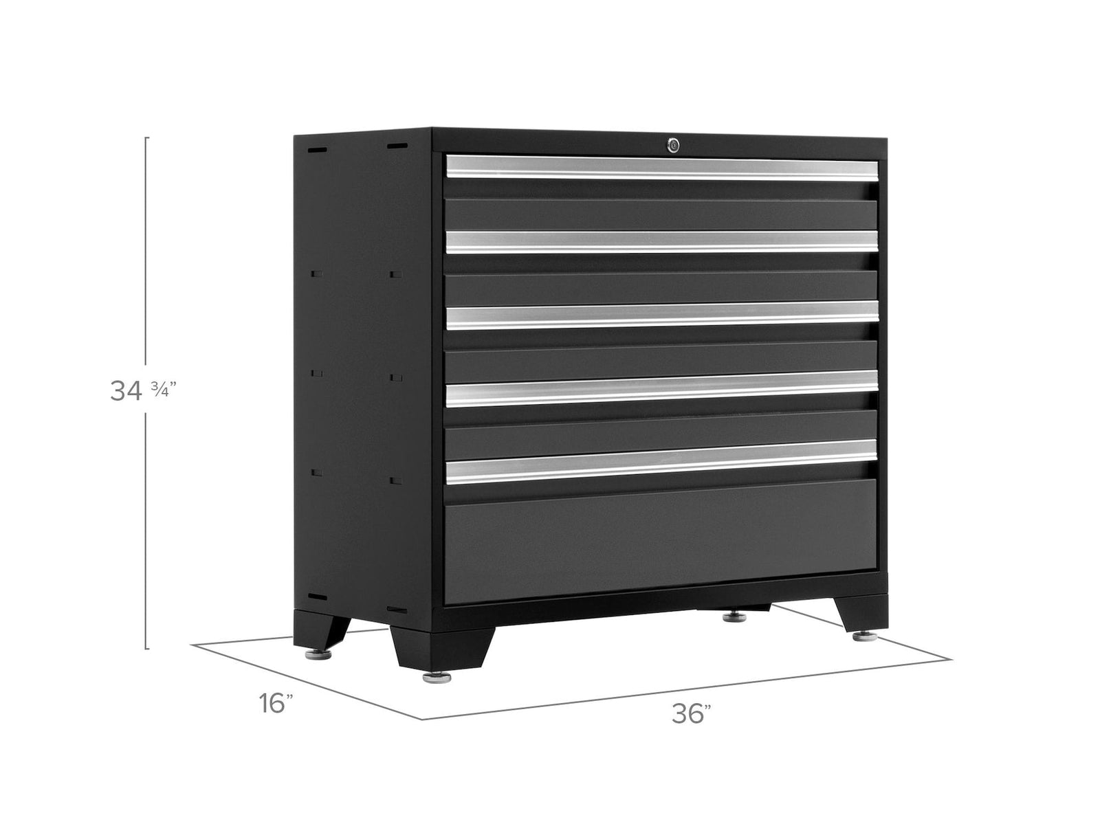 Bold 3.0 Series Lockable 5-Drawer Steel Tool Cabinet with Adjustable Legs, Fully-Welded, Black/Grey, 36-in N9D0 - product image 4