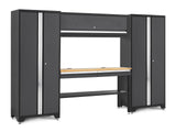 Bold 3.0 Series Lockable Steel Garage Cabinetry Set with Bamboo Top, Grey, 120-in x 18-in x 72-in, 5-pc D9K2 - product image 1