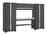 Bold 3.0 Series Lockable Steel Garage Cabinetry Set with Stainless Steel Top, Grey, 120-in x 18-in x 72-in, 5-pc M1Y0 - product image 1