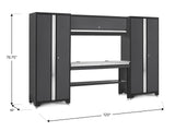 Bold 3.0 Series Lockable Steel Garage Cabinetry Set with Stainless Steel Top, Grey, 120-in x 18-in x 72-in, 5-pc M1Y0 - product image 2