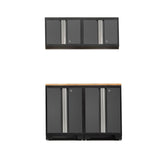Bold Series Lockable 24-Gauge Steel Garage Cabinetry Set with Bamboo Top, Black/Grey, 48-in x 18-in x 76.75-in, 5-pc U7L2 - product image 1