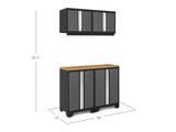 Bold Series Lockable 24-Gauge Steel Garage Cabinetry Set with Bamboo Top, Black/Grey, 48-in x 18-in x 76.75-in, 5-pc U7L2 - product image 2