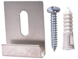 Wide-Channel Mirror Clip, For Frameless Mirrors, Steel Construction, 20-lb Capacity, Silver, 4-pk J7I2 - product image 1