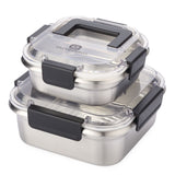 Leakproof Stainless Steel Food Storage Container with Lid, Clear/Black, 2-pk V8W5 - product image 1