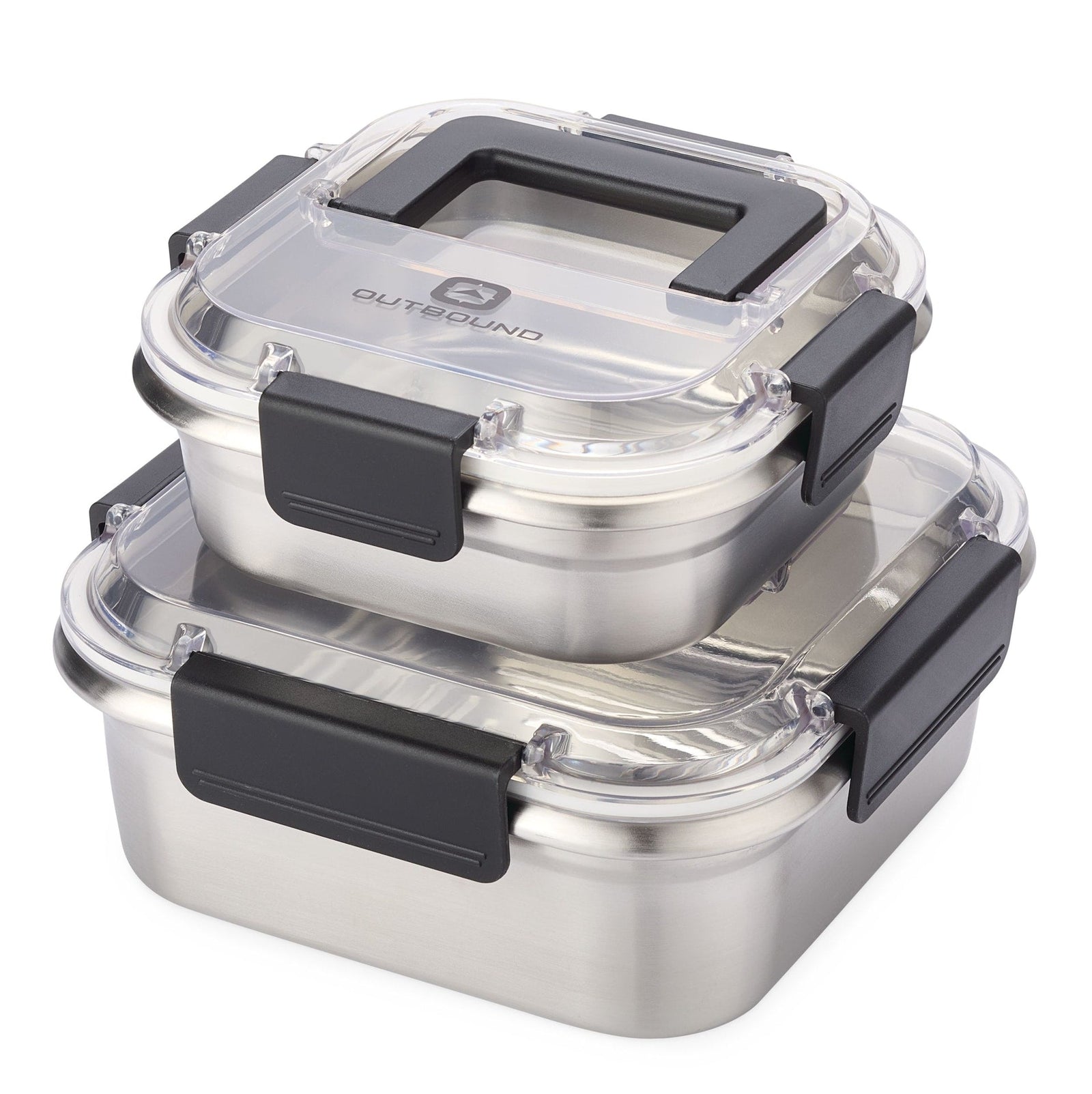 Leakproof Stainless Steel Food Storage Container with Lid, Clear/Black, 2-pk V8W5 - product image 1