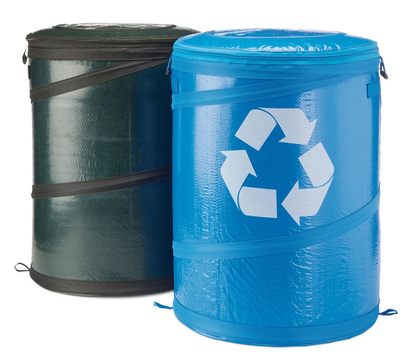 Round Collapsible Garbage & Recycle Can, 53-L, 2-pk K1F1