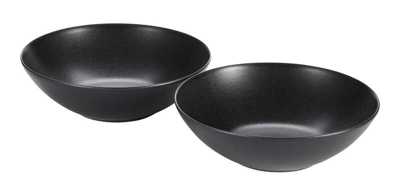 Dorset Large Coupe Stoneware Bowl Set, Oven Safe, 2-pk, Black Reactive Q3X8